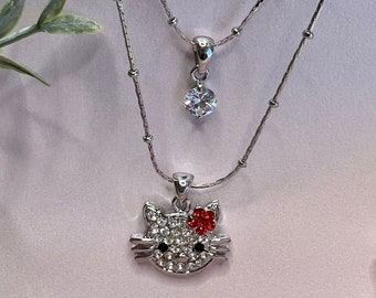 Collana Con Ciondolo A Forma Di Gatto Con Cristalli Super Seven Fireworks In Argento Sterling 925 Buddha Stones Colore Viola Chiaro Naturale