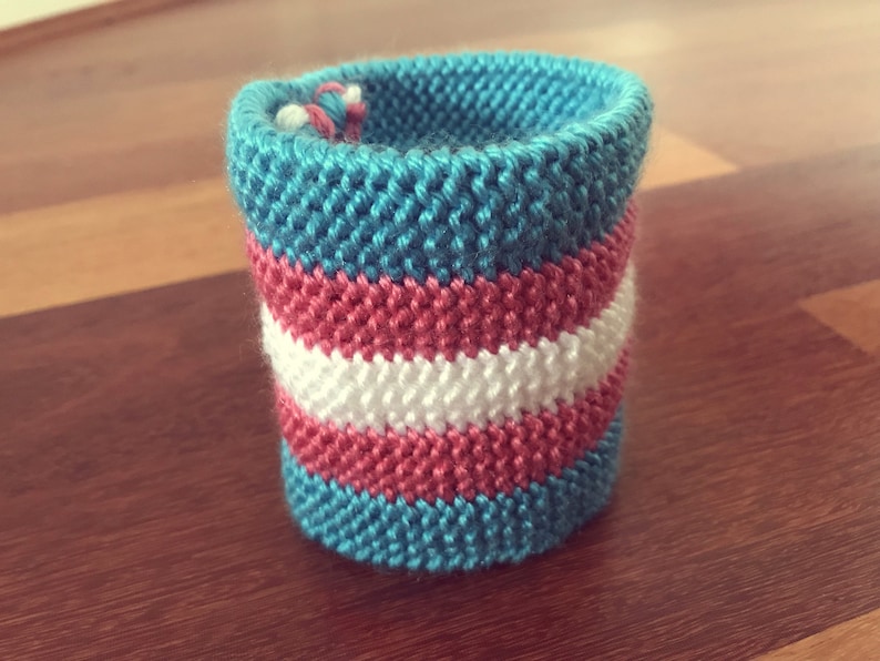 knitted wristband trans pride flag