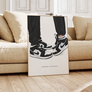Personalisierte Namen Sneakers Print, Black Jordans, Sneakers Print, Sneakers Print, Jordans, Paar Geschenk, Schuhe Wanddruck, Geschenk, UNGERAHMT