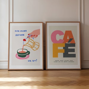 Set of 2 Coffee Prints, Retro Coffee, 2 Prints, Retro Wall Art, Kitchen Wall Prints, Aesthetic Decor, Gallery Wall, Home Inspo, UNFRAMED