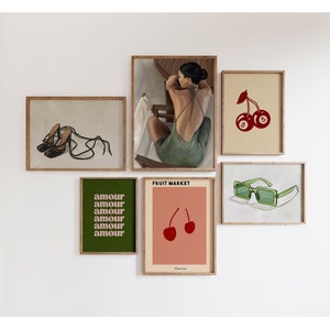 Gallery Wall Set, Drucksets, trendige Kunstposter, Wandkunst, 6er Set, Gallery Wall Prints, Wohndekor-Ideen, Wohnzimmerwand, UNGERAHMT