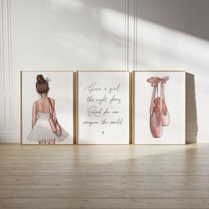 Set of 3 Custom Ballerina Prints, Dance Quote Print, Ballerina Illustration, Ballet Dance Decor, Ballerina Wall Art, Gift, Daughter UNFRAMED