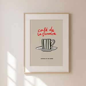 Coffee of the Week Print, Coffee Print, French Coffee Poster, Kitchen Wall Art, Vintage Cafe Decor, Kitchen Print, Apartment Wall, UNFRAMED