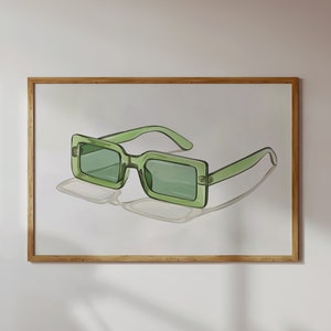 Green Sunglasses Art Print, Sunglasses Poster, Trendy Fashion Wall Art, Green Poster, Fashion Print, Trendy Poster, Aesthetic, UNFRAMED