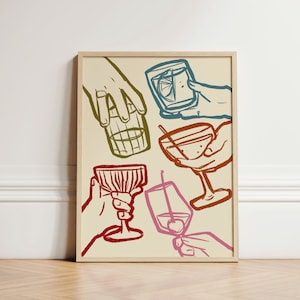 Impresión de salud, cartel de cóctel, arte de pared retro, impresiones de pared de cocina, impresión de cocina, decoración estética, pared de galería, inspiración para el hogar, SIN MARCO
