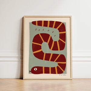 Ormtryck, Barnrumstryck, Sovrumskonst, Eklektisk Djurillustrationdekor, Väggkonst för Barnrum, Boho Barnrum, Barnrum, Lekrum, OUNI RAM