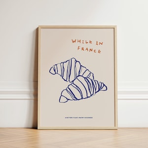 French Croissants Print, Breakfast Print, Kitchen Wall Art, Kitchen Decor, Trendy Wall Art, Bakery Print, Home Inspo, Wall Decor, UNFRAMED