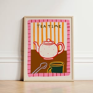 Tea Print, Retro Wall Art, Retro Kitchen Print, Colourful Kitchen Wall Art, Kitchen Poster, Tea Poster, UNFRAMED