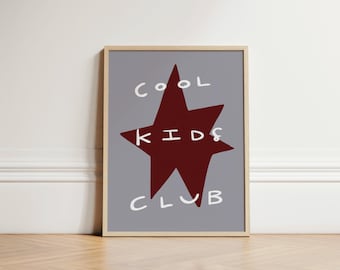 Cool Kids Club Print, Kids Wall Art, Modern Nursery Decor, Playroom Poster, Trendy Kids Room Decor, Star Wall Art, Boys Bedroom Art UNFRAMED
