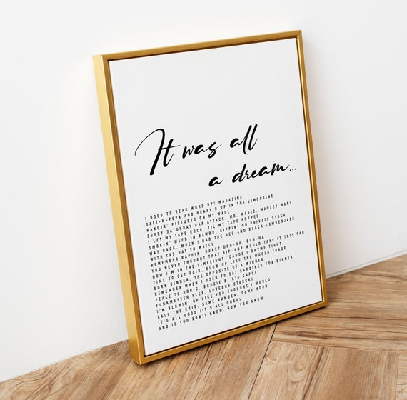 It Was All a Dream Print Hip Hop Lyrics Print Biggie Smalls 