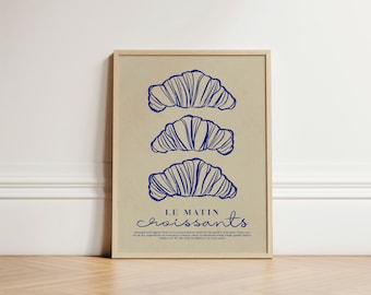 Croissants Print, Frühstück Print, Küchen Wandkunst, Küchendeko, Trendige Wandkunst, Kochen Print, Home Inspo, Wanddeko, Poster, UNGERAHMT