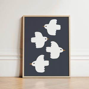 Flying Doves Print, Nursery Illustration Print, Kids Bedroom Art, Illustration Wall Art, Nursery Art, Kids Room Print, Play Room, UNFRAMED