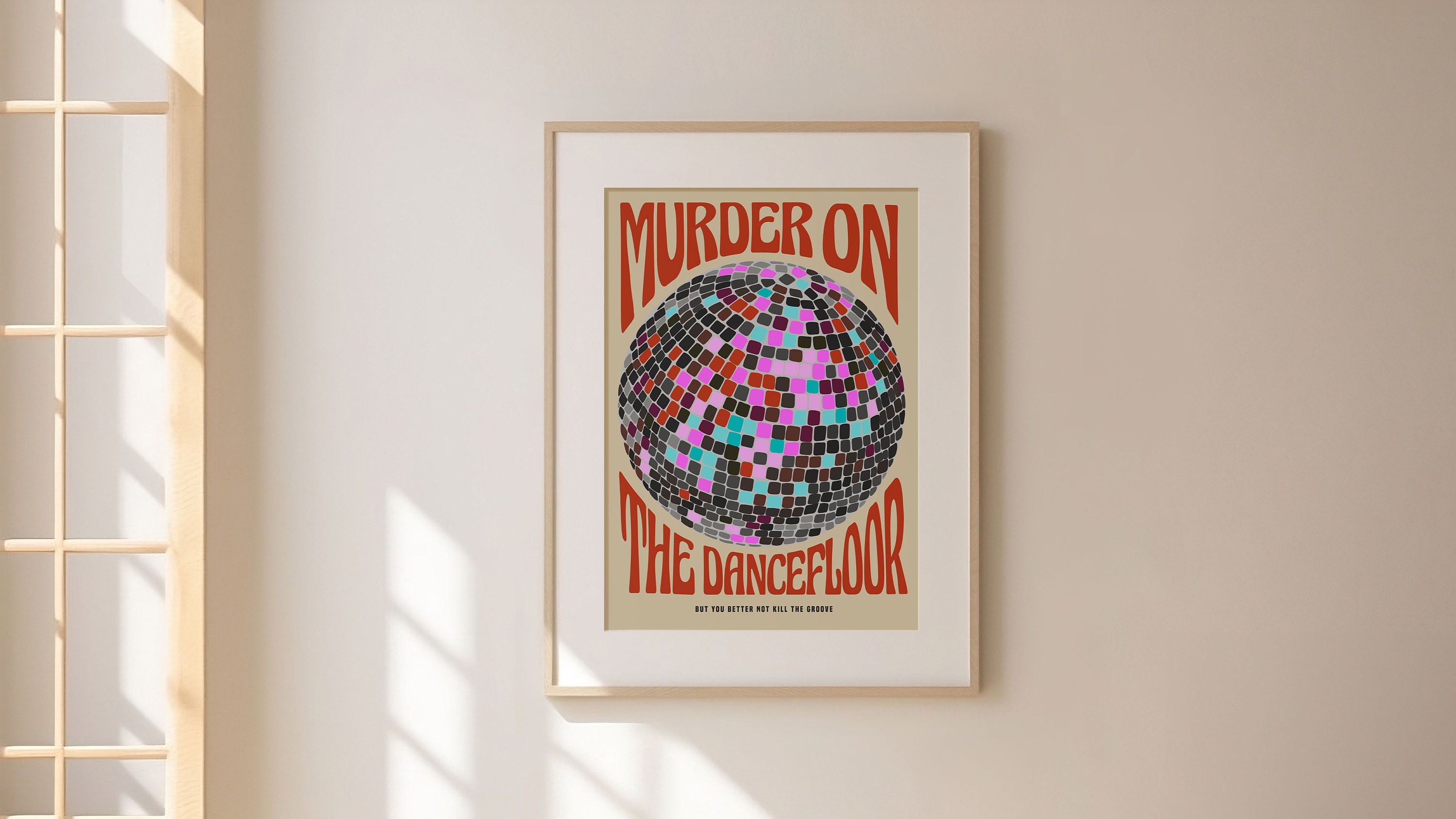 MURDER ON THE DANCEFLOOR ポスターフレーム付き30×40 Murder on the Dance Floor Print, Disco Ball, Retro Poster