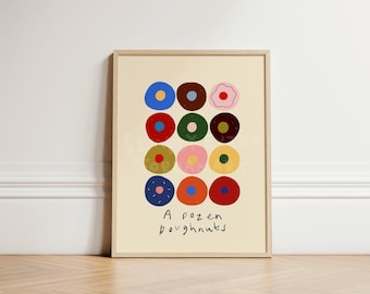 Doughnut Wall Art, Doughnut Print, Colourful Kitchen Wall Art, UNFRAMED