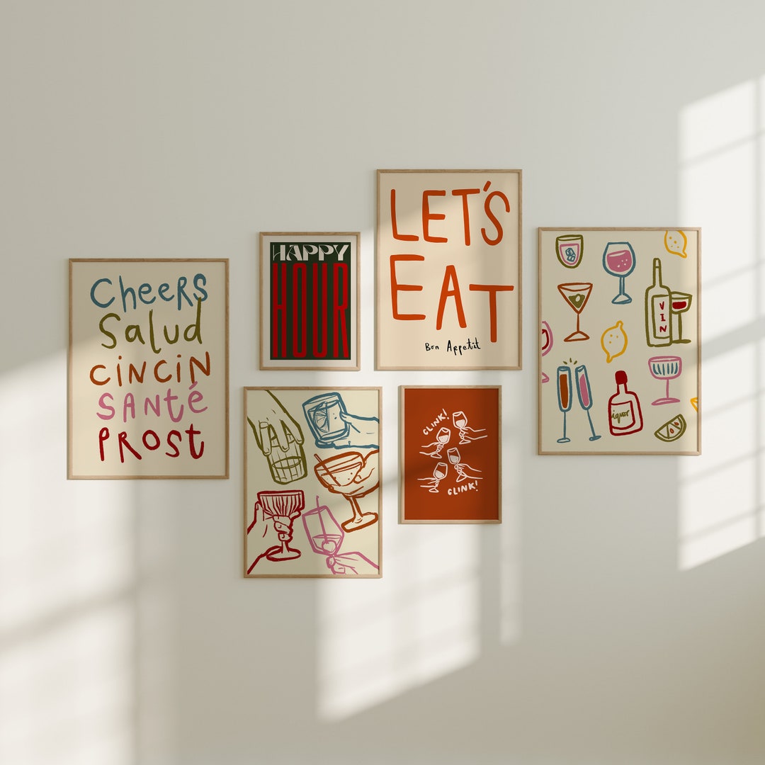 100+ kitchen art prints bundle, food & drink wall... Gallery Wall Set, Print Sets, Kitchen Art Prints, Wall Art, Set of 6 ...