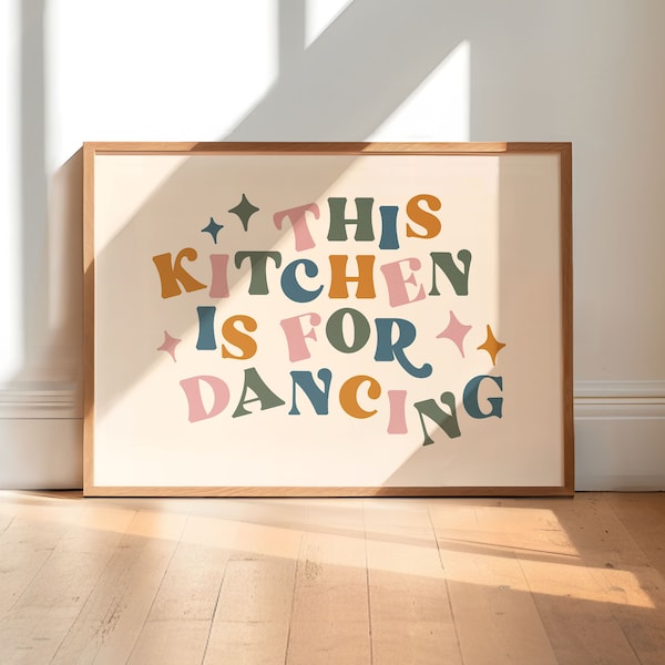 This Kitchen is for Dancing Print, Trendy Quote Print, Quote Art Poster, Kitchen Prints, Kitchen Decor, Trendy Poster, Kitchen, UNFRAMED