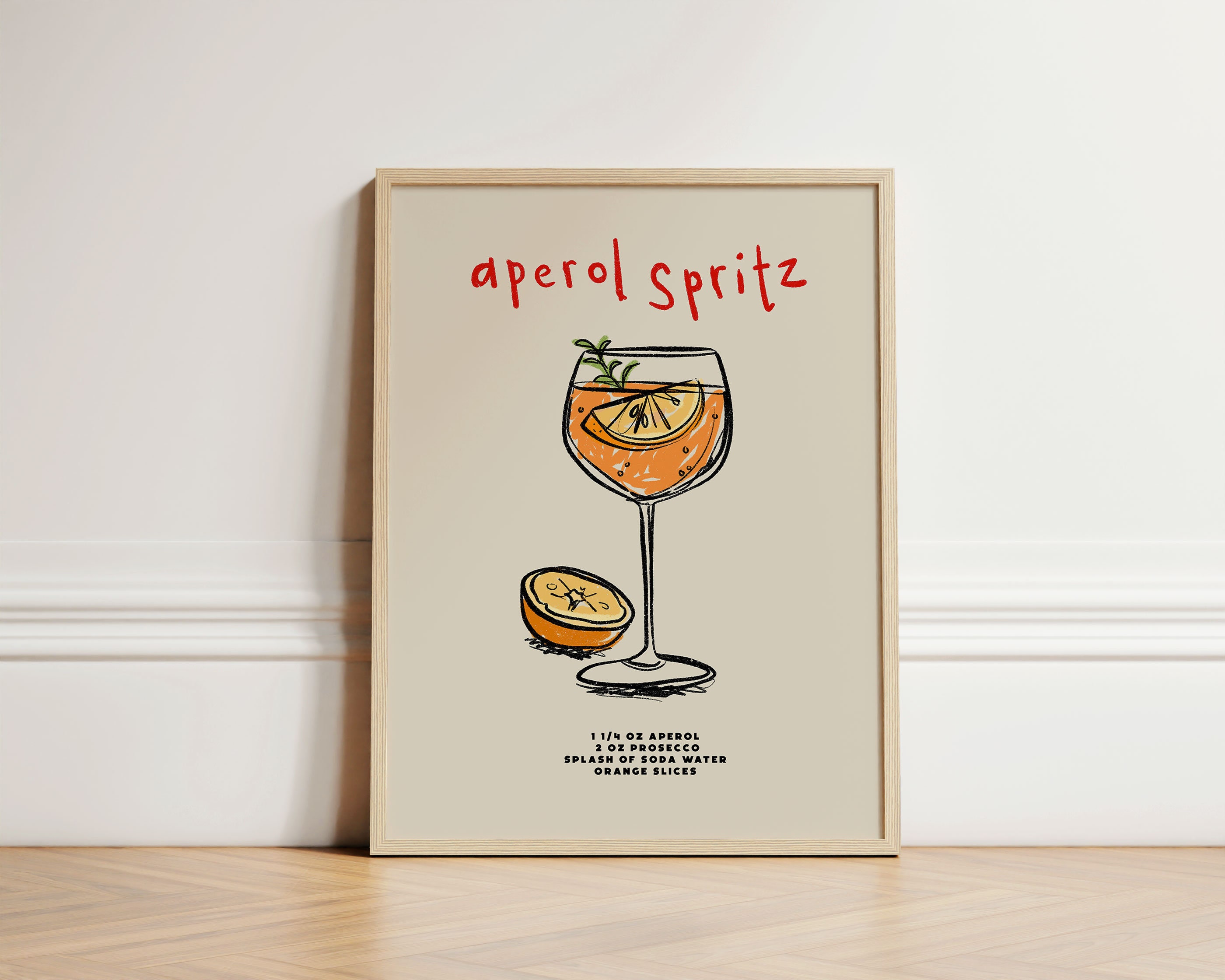 Aperol Spritz Print, Cocktail Retro Wall Art, Kitchen Wall Prints, Kitchen Decor, Aesthetic Room Decor, Gallery Wall, Home Inspo, UNFRAMED