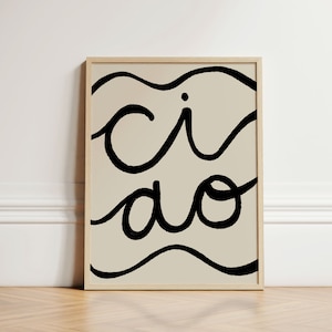 Ciao Print, Minimal Print, French Wall Art, Typography Print, Trendy Poster, Home Inspo, Aesthetic Room Decor, Apartment Wall Art, UNFRAMED