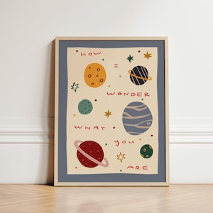 Planeten Sterne Druck, Planeten Kinderzimmer Druck, Weltraum Illustration Wandkunst, Kinderzimmer Wandkunst, Eklektische Kinderzimmer, Kinderzimmer, Spielzimmer, UNGERAHMT