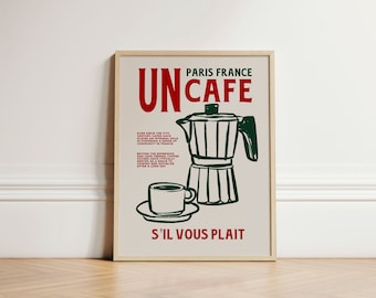 Un Cafe S'il Vous Plait Print, Kitchen Wall Art, Kitchen Decor, Trendy Wall Art, French Cafe Print, Coffee Art Poster, Wall Decor, UNFRAMED