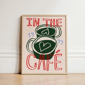 In The Cafe Print, Coffee Print, Retro Kitchen Poster, Trendy Poster, Green Print, Kitchen Print, Cafe Wall Art, Print Wall Art, UNFRAMED