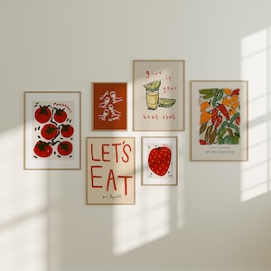 Gallery Wall Set, Print Sets, Kitchen Gallery Wall, Kitchen Prints, Gallery Wall Prints, Home Decor Ideas, Dining Room Prints, UNFRAMED