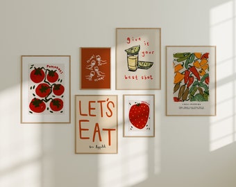 Gallery Wall Set, Print Sets, Kitchen Gallery Wall, Kitchen Prints, Gallery Wall Prints, Home Decor Ideas, Dining Room Prints, UNFRAMED