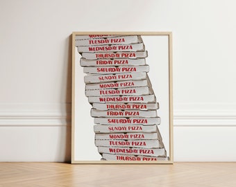 Pizza Every Night Print, Kitchen Wall Art Poster, Kitchen Decor, Aesthetic Wall Art, Apartment Wall Art, Trendy Kitchen Print, UNFRAMED