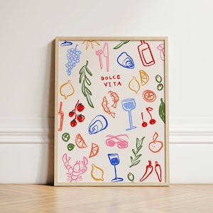 Impresión Dolce Vita, Impresión de arte de pared, Arte de pared de verano, Impresiones de cocina, Impresión de pared, Decoración del hogar, Impresión italiana, Decoración de pared, Inspiración para el hogar, SIN MARCO