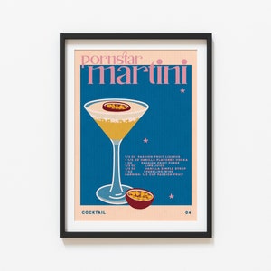Trendy Porn Star Martini Poster, Trendy Cocktail Poster, Retro Drink