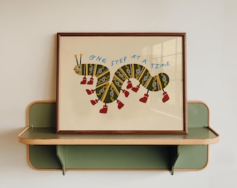 Caterpillar Nursery Wall Art Print, Nursery Decor, Kids Affirmation, Hand Drawn Nursery Print, Toddler Room, Landscape Nursery Art UNFRAMED