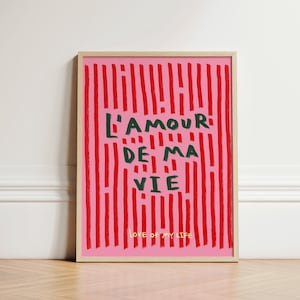 Impresión de L'Amour De Ma Vie, póster francés, arte de pared amoroso, póster para dormitorio, arte estético, arte de pared para apartamento, impresión para sala de estar, SIN MARCO