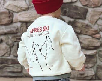 Aprés Ski Kids Sweatshirt, Kids Ski Crewneck Sweatshirt, Skiing Baby Sweatshirt, Winter Toddler Pullover, Cosy Minimalist Kids Clothing