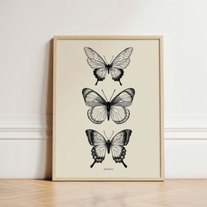 Vintage Butterfly Print, Butterfly Wall Art, Butterfly Sketch Art, Gothic Print, Moth Print, Moody Print, Moody Wall Decor, Print, UNFRAMED