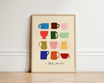 Coffee Print for Kitchen, Coffee Mugs Wall Art, Kitchen Coffee Wall Art, Coffee Wall Art, Coffee Corner Wall Art, UNFRAMED