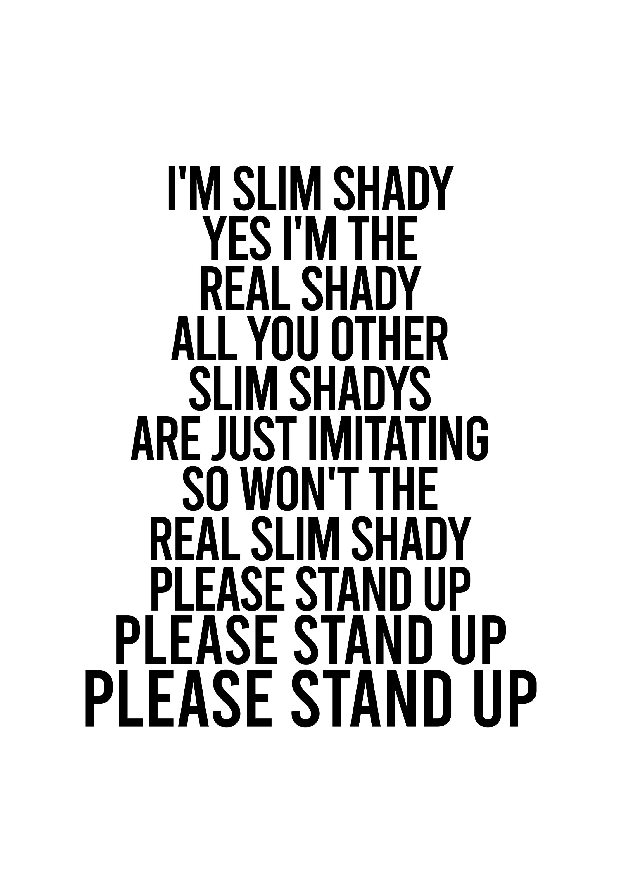 Eminem Slim Shady Lyrics Print Lyric Wall Art Lyrics Print Hip Etsy