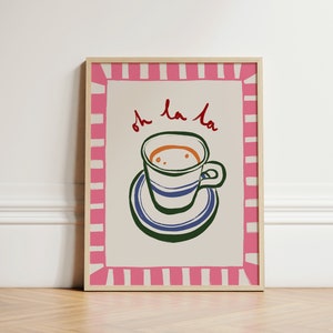 Impresión Oh La La, Póster de café, Arte de pared de cocina, Decoración de cocina, Arte de pared estético, Arte de pared de apartamento, Impresión de cocina de moda, SIN MARCO