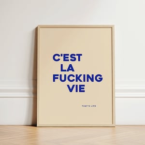 C&#39;Est La F*cking Vie Print, Quote Print, C&#39;Est La Vie Print, Typography Print, Trendy Poster, French Quote Print, French Poster, UNFRAMED