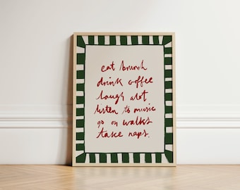 Eat Brunch Print, Coffee Poster, Kitchen Wall Art, Kitchen Decor, Aesthetic Wall Art, Apartment Wall Art, Trendy Kitchen Print, UNFRAMED