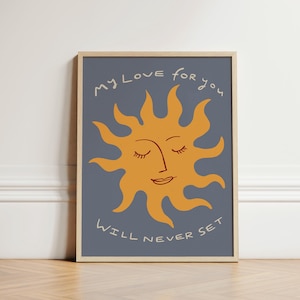 Love For You Print, Toddler Room Print, Boho Sun, Illustration Wall Art, Nursery Wall Art, Eclectic Nursery, Kids Room, Play Room, UNFRAMED