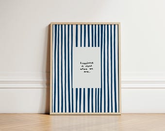 Happiness Print, Homely Print, Stripe Print, Hand Drawn Print, Cosy Wall Art Print, Kitchen Print, Living Room Wall Art, Home Decor UNFRAMED