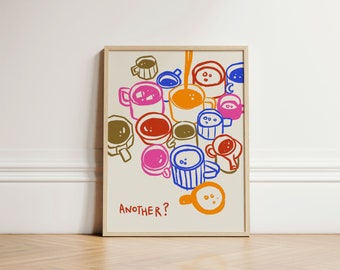 Noch ein Kaffee Druck, Kaffee Poster, Küchen Wandkunst, Küchen Dekoration, Ästhetische Wandkunst, Wohnung Wandkunst, Trendige Küche, UNGERAHMT