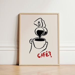 Trendy Café Poster, Ink Bleed, Coffee Print, Café Coffee Print, Coffee Cup, Café, Trendy Poster, Art Print, Kitchen Print, Wall Art UNFRAMED