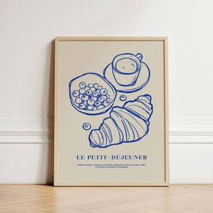 Croissants and Blueberries Print, Breakfast Print, Kitchen Wall Art, Kitchen Decor, Trendy Wall Art, Cooking Print, Home Inspo, UNFRAMED