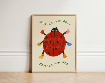 Ladybird Nursery Wall Art Print, Nursery Decor, Kids Affirmation, Hand Drawn Nursery Print, Toddler Room, Lady Bug Nursery Art UNFRAMED