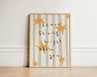 Stars Bright Above You Print, Star Nursery Print, Illustration Wall Art, Nursery Wall Art, Boho Nursery Decor, Kids Room, Cute Art, UNFRAMED