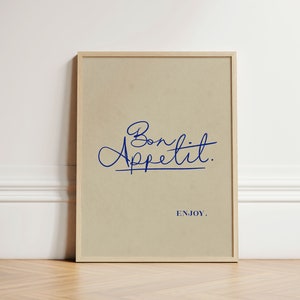 Stampa Bon Appetit Enjoy, Arte murale per cucina, Stampa retrò, Bon Appetit, Poster per cucina, Stampa per cucina, Sala da pranzo, Stampa tipografica, SENZA CORNICE