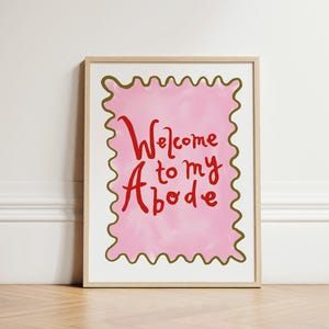 Welcome Print, Illustration Wall Art, Typography Poster, Kitchen Print, Living Room Colourful Print, Hand Drawn Prints, Retro Wall, UNFRAMED