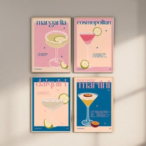 Affiche tendance de Marguerite, affiche de cocktail tendance, impression de cocktail, impression de boisson rétro, affiche rétro, impression de margarita, décoration murale de bar, sans cadre image 10