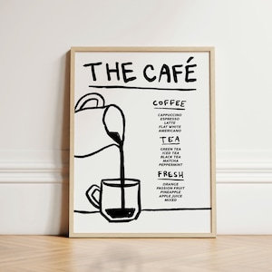 Impressão de café, pôster de menu de café, arte de parede de cozinha, decoração de cozinha, arte estética de parede, arte de parede de apartamento, impressão de cozinha moderna, SEM MOLDURA